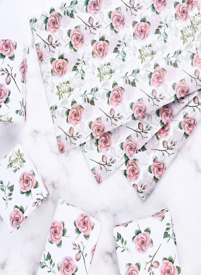 Bolsome 100 Sheets 20 * 14 Inches Pink Rose Floral Tissue Paper for Gift Bags Vintage Spring Flowers Patterned Tissue Paper for Gift Wrapping for Wedding Valentine's Day Anniversary DIY Craft - Image 4